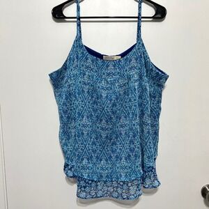 Faded Glory Womens Geometric Patchwork Tank Top Size XXL Blue Layered Boho